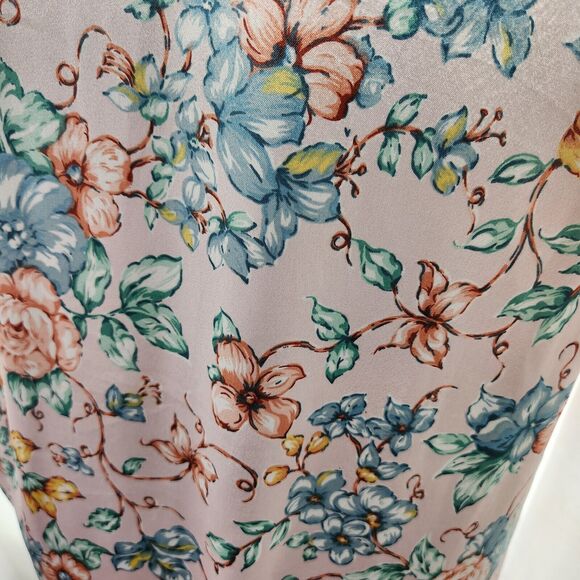 Vintage Satin Nightgown Lauren Alexandra Intimates Floral Pearl Sleep Shirt Vtg - Picture 10 of 12